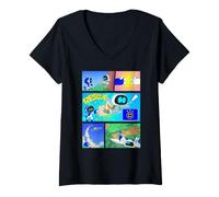 Mujer Astrobot Rescue Mission Gone Wrong Comic Style Panels Camiseta Cuello V