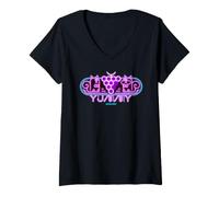 Mujer Astrobot Yummy Neon Cats Eating Grapes Inside Neon Signs Camiseta Cuello V