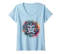 Mujer Astrología del signo del zodiaco Géminis nacida en mayo de junio cumpleaños Camiseta Cuello V