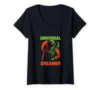 Mujer Astronaut Universal Dreamer Retro Space para hombre Camiseta Cuello V