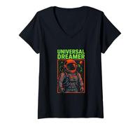 Mujer Astronaut Universal Dreamer Retro Space para hombre Camiseta Cuello V