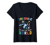 Mujer Astronauta de Cohete Espacial Fuera de Este Mundo de Tercer Grado Camiseta Cuello V