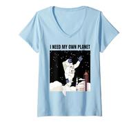 Mujer Astronauta Divertido Necesito mi Propio Planeta Humor astronómico Camiseta Cuello V