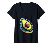Mujer Astronauta Espacio Aguacate Planeta Aguacates Camiseta Cuello V