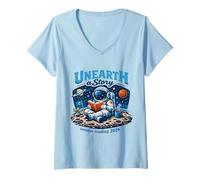 Mujer Astronauta Leyendo un Libro Programa Desenterrar una Camiseta Cuello V