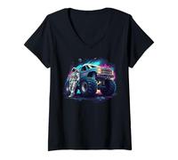 Mujer Astronauta Monster Truck Camiseta Cuello V
