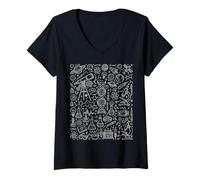 Mujer Astronomía Biología Física Química Matemáticas Ciencia Símbolos Camiseta Cuello V