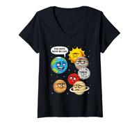 Mujer Astronomía Espacio Planetas Planeta Tierra y Sistema Solar Camiseta Cuello V