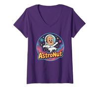Mujer Astronut Lindo Cacahuete En Espacio Galaxia Astronauta Juego de Palabras Camiseta Cuello V