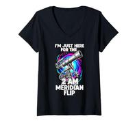 Mujer Astrophotography Meridian Flip Telescope Astronomy Space Camiseta Cuello V