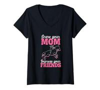 Mujer Asusta a tu mamá, impresiona a tus amigos Rodeo Cowgirl ropa Camiseta Cuello V