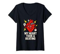 Mujer Ataque al corazón mi corazón tomó un Golpe Fresco cirugía para Hombre Recov Camiseta Cuello V