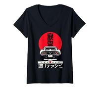 Mujer Atardecer de la Vendimia Japón, Coche automotriz de JDM Legend Tuning Camiseta Cuello V