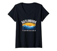 Mujer Atardecer en Gatlinburg Tennessee Camiseta Cuello V