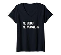 Mujer Ateísmo Libertad Pensador Libre - No Dioses No Maestros Camiseta Cuello V