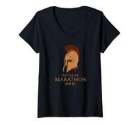 Mujer Atenas Clásica Historia Griega Antigua Batalla de Maratón Camiseta Cuello V