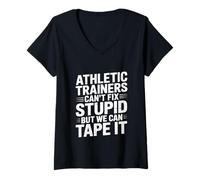 Mujer Athletic Trainers Can't Fix Stupid But We Can Tape It Camiseta Cuello V