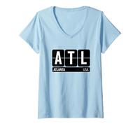 Mujer ATL Atlanta Georgia USA - Recuerdo de Viaje, Color Blanco Camiseta Cuello V