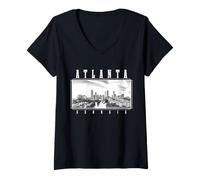 Mujer ATL Atlanta Georgia Vintage Skyline USA América Camiseta Cuello V