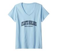 Mujer Atlantic Highlands New Jersey Distressed Arch Camiseta Cuello V
