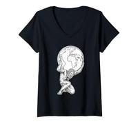 Mujer Atlas sosteniendo la Tierra Camiseta Cuello V