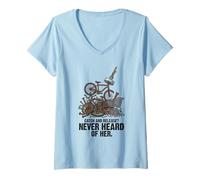 Mujer Atrapa y Suelta Nunca escuché Hablar de su Humor de Pesca magnética Camiseta Cuello V