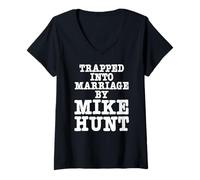 Mujer Atrapado en el Matrimonio por Mike Hunt Humor Adulto Divertido Camiseta Cuello V