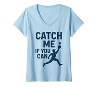 Mujer Atrápame si Puedes - Divertido diseño de Entrenador de Jugador de béisbol Camiseta Cuello V