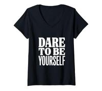 Mujer Atrévete a ser tú Mismo Camiseta Cuello V