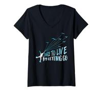 Mujer Atrévete a vivir dejando ir Camiseta Cuello V