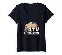 Mujer ATV All Terrain Vibes Offroad Vehículo Todo Terreno Quad Biker Camiseta Cuello V