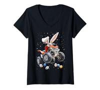 Mujer ATV Quad 4 Wheeler Huevos de Conejo de Pascua Orejas de Conejo Camiseta Cuello V