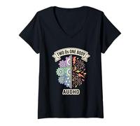 Mujer AuDHD Dos Sistemas Operativos Un Cuerpo Arte Adulto Camiseta Cuello V