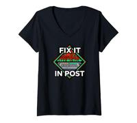 Mujer Audio Engineer Fix It In Post Sound Mixer Camiseta Cuello V