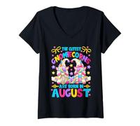 Mujer August Bday Design For Unicorn Mom Cute Birthday GNOME Camiseta Cuello V