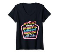 Mujer Aunt Says I'm a Beautiful Amazing Princess - Camiseta Cuello V