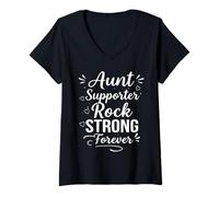 Mujer Aunt Supporter Rock Strong Forever - Cool Family Bond Auntie Camiseta Cuello V