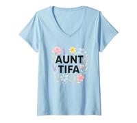 Mujer Aunt Tifa Floral Resistance Protest Resist Fascism No Kings Camiseta Cuello V