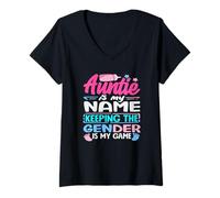 Mujer Auntie Is My Name Keeping The Gender Is My Game Reveal Camiseta Cuello V