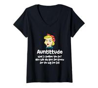 Mujer Auntitude What Is Auntitude You Ask? Funny Aunt Niece Nephew Camiseta Cuello V