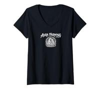 Mujer Aura Farming Retro Internet Cultura Estética Camiseta Cuello V