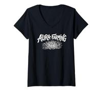 Mujer Aura Farming Retro Internet Cultura Estética Camiseta Cuello V