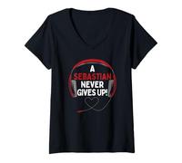 Mujer Auriculares con Cita para Juegos A Sebastian Never Give Up Camiseta Cuello V