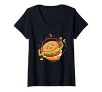 Mujer Auriculares Team Hamburger Burger & Cheese French Fries Wear Camiseta Cuello V