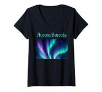 Mujer Aurora Borealis Hermosas Luces Polares Camiseta Cuello V