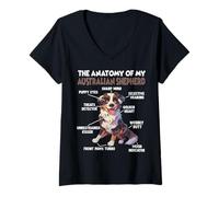 Mujer Aussie Gassi T para dueños de Perros Pastor Australiano Camiseta Cuello V