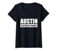 Mujer AUSTIN - Live Music Capital / Capital de la música en vivo Camiseta Cuello V