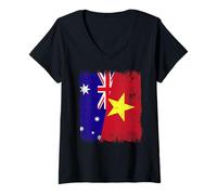 Mujer Australia Vietnam Media Bandera Australiana Vietnamita Historia Camiseta Cuello V
