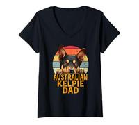 Mujer Australian Kelpie Dad Dog Retro Funny My Dogs Are My Cardio Camiseta Cuello V