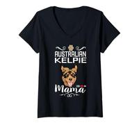 Mujer Australian Kelpie Mama Dog Lover Puppy Dog Mom Mothers Day Camiseta Cuello V